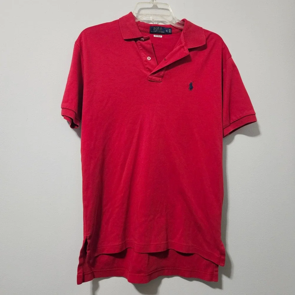 Polo Ralph Lauren‎ Mens Red Short Sleeve Pique Cotton Polo Shirt Size S Small